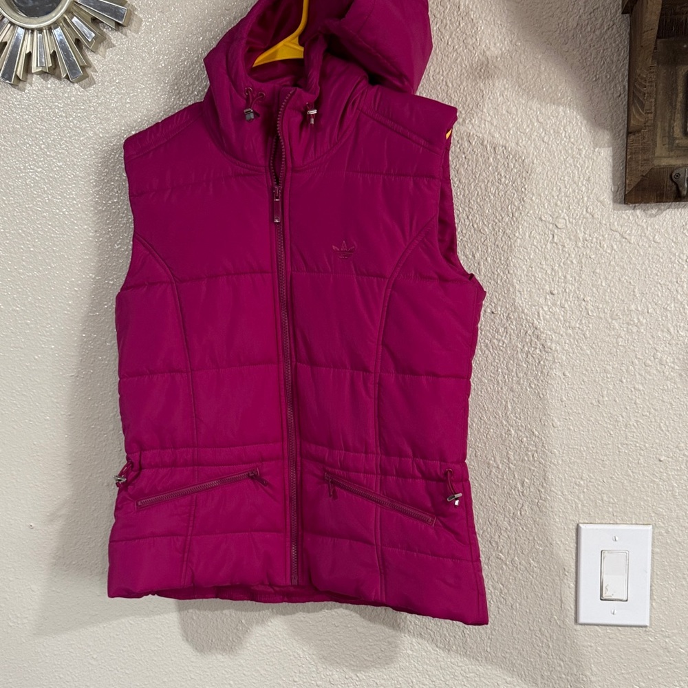 adidas Originals Magenta Quilted Hooded Jacket